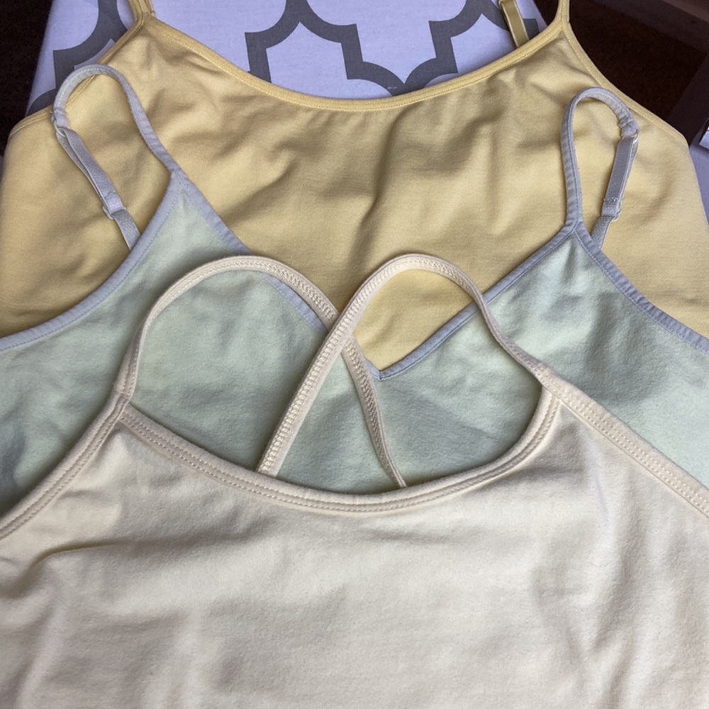 Set of 3 Women’s Lightweight Yellow Camisole Tank Tops